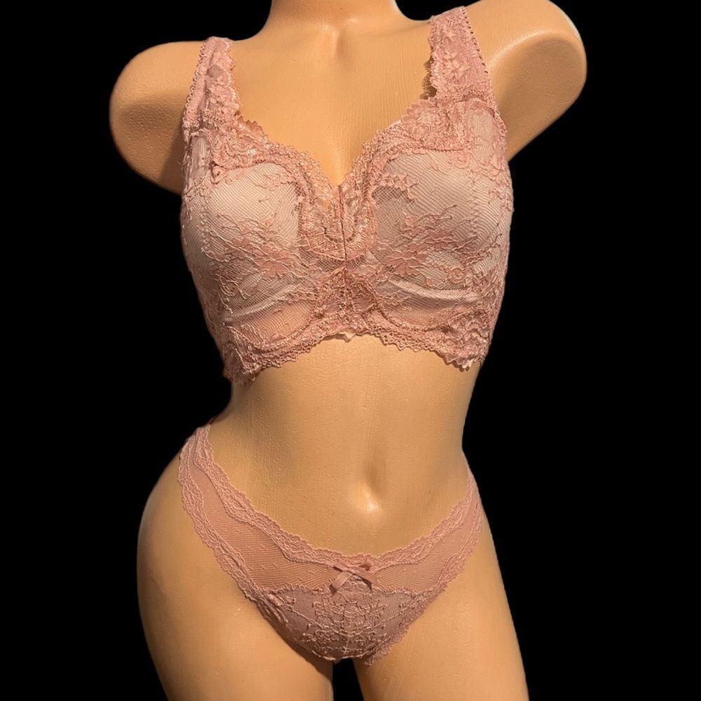 Victorias Secret Dream Angels Set Lined Demi lace Bra & Thong panty 36D / Small